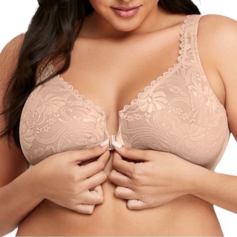 - Glamorise 34G Nude Stretch Lace WonderWire Front Closure Bra! NEW!